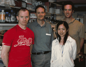 left to right, Dr James Connell, Dr Evan Reid, Hilda Tsang, Dr Tom Edwards